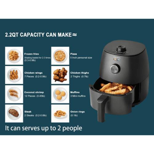 Mainstays 2.2 Qt Air Fryer in Arctic Black with Non-Stick Basket