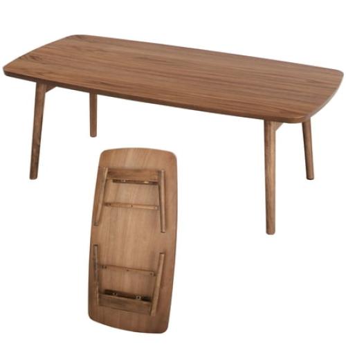 AZUMAYA TAC-229WAL Folding Legs Coffee Center Table, W41.3 x D20.5 x H14.0 Inches, Natural Walnut and Rubber Wood Material, Home and Living, Walnut Color
