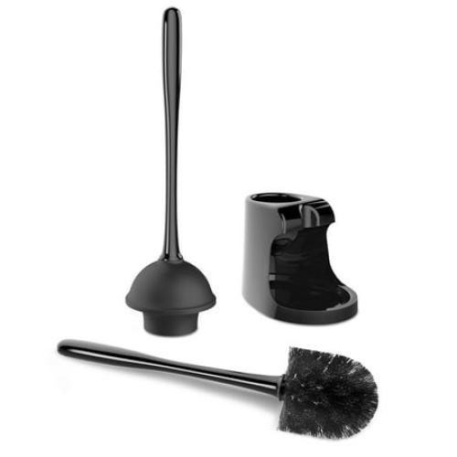 MR.Siga Toilet Plunger and Bowl Brush Combo for Bathroom Cleaning, Black, 2 Sets