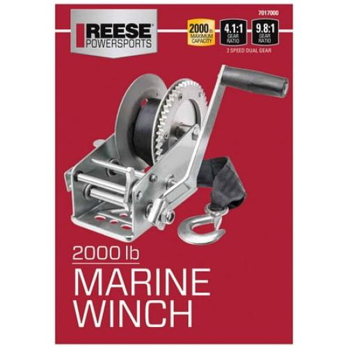 Silver 15Ft, Reese Towpower 7019400 Trailer Winch, Single-Speed, 600 lbs. Capacity, 15 Foot Strap
