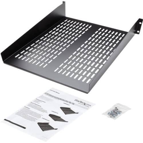 StarTech.com 2U Server Rack Shelf - Universal Vented Rack Mount Cantilever Tray for 19 Network Equipment Rack & Cabinet - Heavy Duty Steel - Weight Capacity 50lb/23kg - 22 Deep Shelf