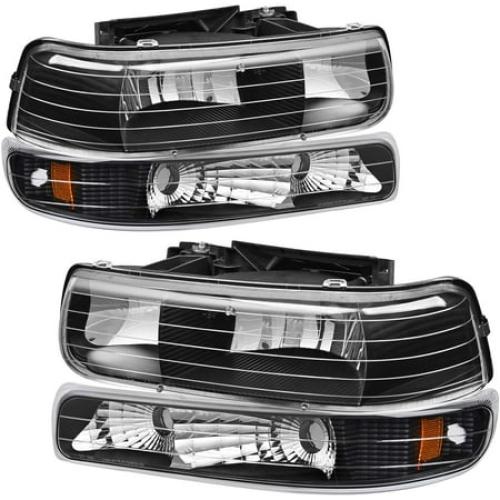 Nilight 1999 2000 2001 2002 Silverado Headlights, 2000-2006 Suburban Headlight Assembly,2001-2006 Tahoe Headlights Chrome