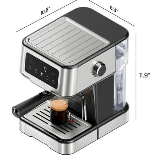 Chefman CraftBrew Espresso Machine w/ Steam Wand and Touch Controls – Stainless Steel, New