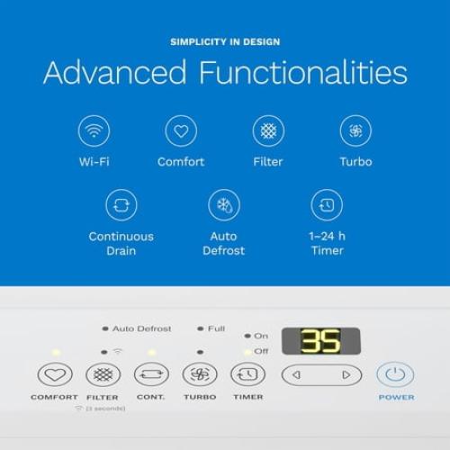 hOmeLabs 4,500 Sq. Ft WiFi-Enabled Energy Star Dehumidifier - Powerful Humidity Control for Large Rooms & Basements - Robust Moisture Removal 50 pint (Previously 70 Pint)