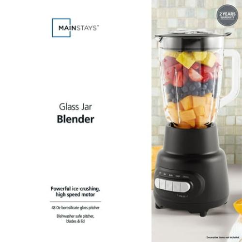 Mainstays 5-Speed Glass Blender with 48 Oz Jar and Ice-Crushing Motor HAS CHIP (TESTED)