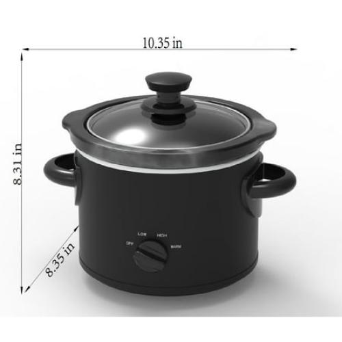 Mainstays 2 QT Slow Cooker, Matte Black Finish, Removeable Stoneware Pot, Model MS54100112165B
