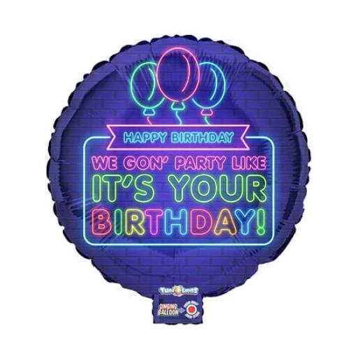 Best Party Ever Tune-a-Loons 50 Cent in Da Club Mylar Singing Blue Birthday Balloon, 27 in