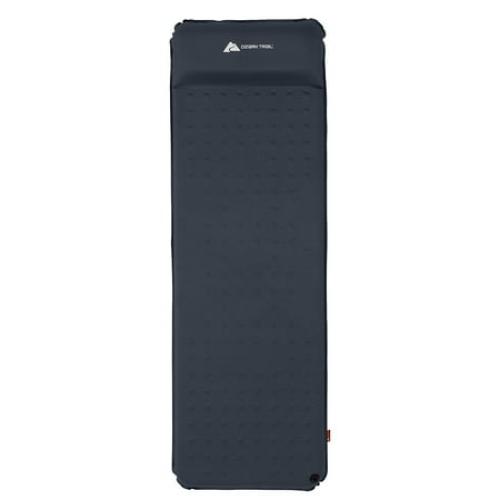 Ozark Trail Self-Inflating Camp Pad with Pillow - Grey, Adult, 78 L x 25 W x 2 H