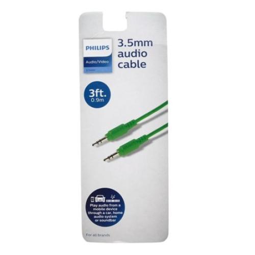 Philips Audio/Video 3.5mm Audio Cable for All Brands - Green - 3ft