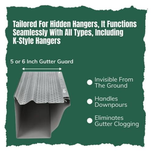 A-M Gutter Guard - 6 (50 feet, Mill Finish) Heavy-Duty Aluminum Gutter Guard - Leaf & Debris Protection for 5-inch and 6-inch Gutters, DIY-Easy, Lifetime Warranty, Made in the USA