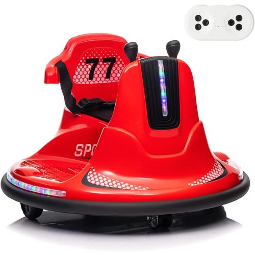 Electric Ride on Bumper Car for Toddlers, Ride on Car with RC LED Lights & 360 Degree Spin, for 3  Kids