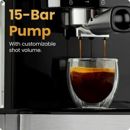 Chefman CraftBrew Espresso Machine w/ Steam Wand and Touch Controls – Stainless Steel, New