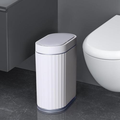 ELPHECO Bathroom Motion Sensor Trash can 8 Litre Automatic Garbage Can 2 Gallon Slim Plastic Smart Trash Can with Lid Waterproof Intelligent Trash Bin for Bedroom Bathroom Kitchen Office
