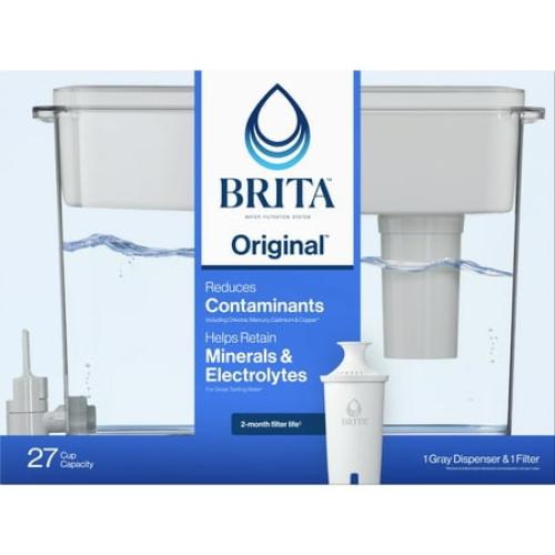 (lid chipped) Brita Extra Large Ultramax 27 Cup Grey Filtered Water Dispenser with 1 Standard Filter