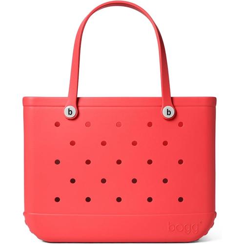 BOGG BAG - Large Tote - Salmon White Buttons - 19in L x 9in W x 14in H - Beach, Pool, Boat, Work, Sports - All Purpose EVA - Lightweight, Washable, Durable