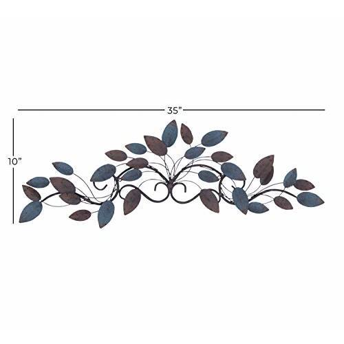 Deco 79 Metal Leaf Home Wall Decor Wall Sculpture Wall Art 35 x 2 x 10 Blue