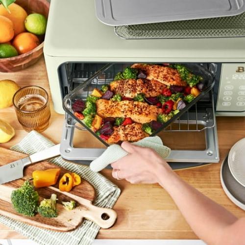 Beautiful Infrared Air Fry Toaster Oven, 9-Slice, 1800 W, Sage Green by Drew Barrymore