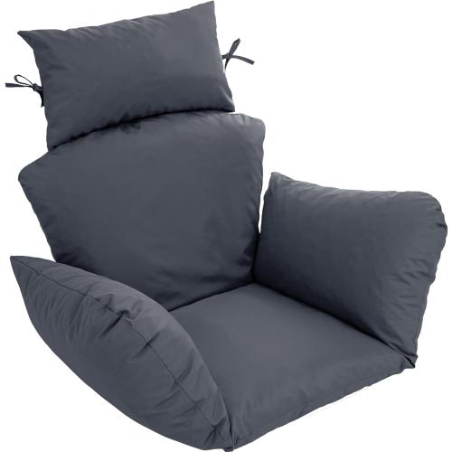 Egg Chair Cushion – Outdoor Hanging Chair Cushion, Replacement Cushions for Patio Swing, Waterproof, Fade- Resistant, Removable & Machine Washable Cover, Dark Grey