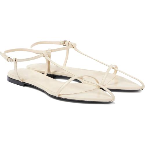 VorisVina Black Flat Sandals for Women Adjustable Metallic Buckle Ankle Strap Slide Sandals Comfortable Pointed Open Toe Slip on Sandal, 8.5
