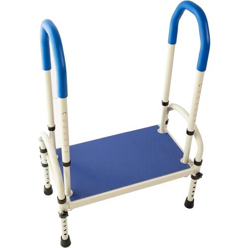 FlexiStep Medical Bed Step Stool with Handles for Adults - Heavy Duty Adjustable Bedroom Stepping Stool with Handrails - Wide, High Grip Base for Seniors