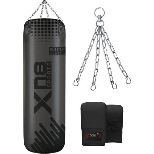 XN8 Sports Born Combat 5FT Punching Bag for Pro Training, 2 Pack Boxing Bag Set with Gloves  MMA Muay Thai BJJ Karate Home Gym Fitness