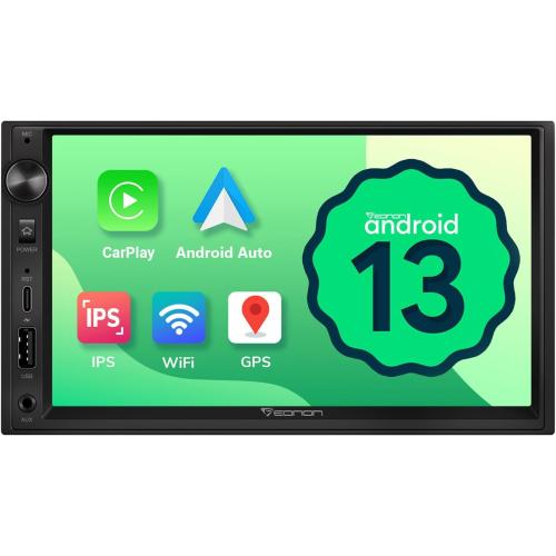 Eonon Android 13 Double Din Car Stereo 7 Inch Apple CarPlay Radio Android Auto Touch Screen, Bluetooth, Fast Charge, AM/FM, SWC, 1080P Backup Camera Input - UA13