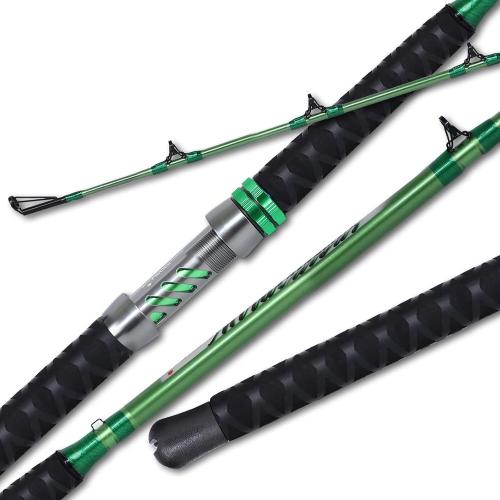 Color Green Fiblink Catfish Fishing Rod 1 Piece/2 Piece Catfishing Fishing Pole Portable Travel Heavy Cat Catfish Casting Rod (6'/6'6/7'/8'/9')