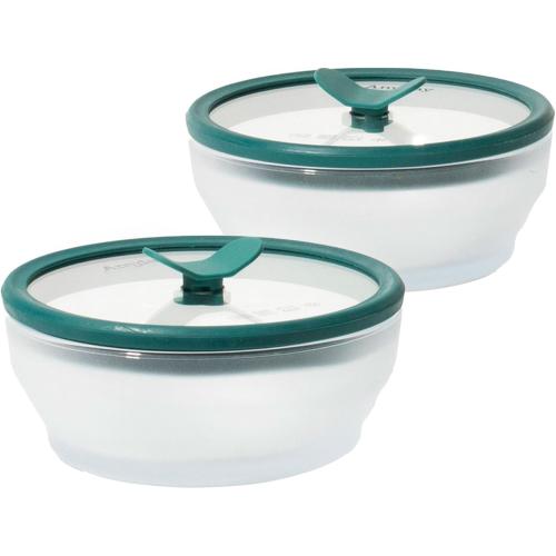 Anyday 2-Pack (2-Cup) Glass Food Storage Set with Glass Lids | Plastic-Free Frosted Meal Prep Bowls | Stackable Airtight Storage Container Set with Vented Silicone Lid for Microwave-Safe Reheating