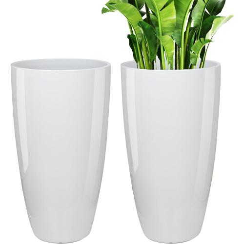 21 inch Tall Planter Indoor Outdoor, Set of 2 Tall Outdoor Planters for Porch Large Planter Pot with Drainage Hole for Home Garden Front Door