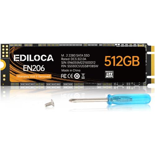EN206 512GB 3D NAND TLC M.2 SSD, M.2 2280 SATA III 6Gb/s SSD Internal Hard Drive, Read/Write Speed up to 550/460 MB/s, Compatible with Ultrabooks, Tablet Computers and Mini PCs