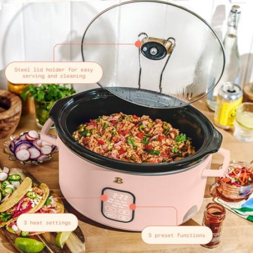 Beautiful 6 Qt Programmable Slow Cooker, Rose by Drew Barrymore