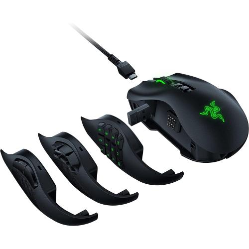 Razer Naga Pro Wireless Gaming Mouse: Interchangeable Side Plate w/ 2, 6, 12 Button Configurations - Focus  20K DPI Optical Sensor - Fastest Gaming Mouse Switch - Chroma RGB Lighting