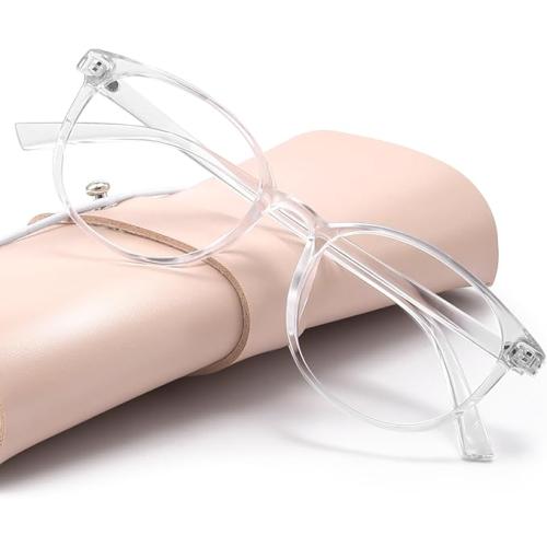 FIRM Blocking Glasses Women, Fashion Round Transparent Anti Blue Light Glasses with Anti Eyestrain & UV Glare