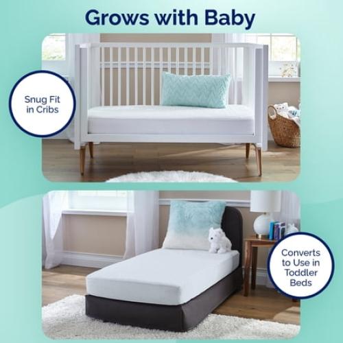 Kolcraft Pediatric 800 Extra Firm Ultra Deluxe Crib Mattress and Toddler Mattress, 80 Coil White
