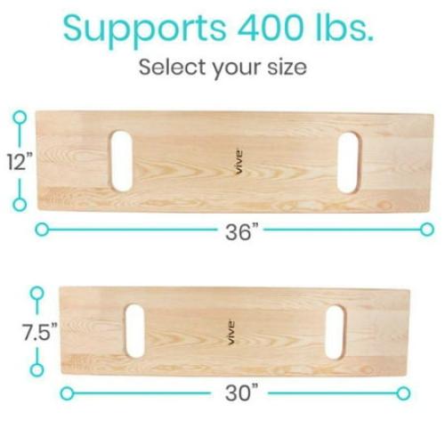 Vive Transfer Board (36 by 12) - Patient Slide Assist Device - Transferring from Wheelchair to Bed, Toilet, Car, Bathtub - Heavy Duty Sliding for Elderly