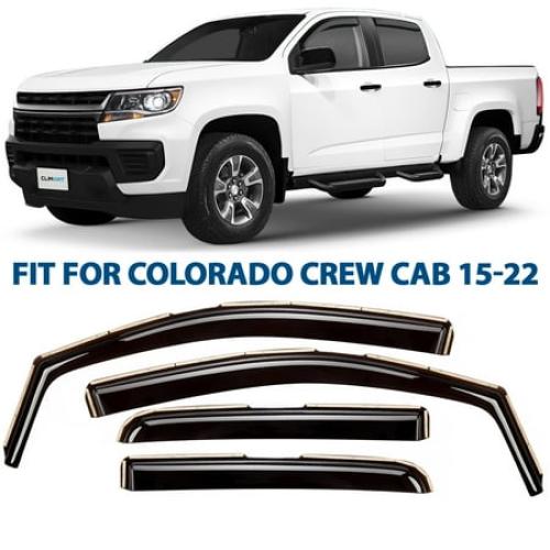 CLIM ART in-Channel Incredibly Durable Rain Guards for Chevrolet (Chevy) Colorado/GMC Canyon 2015-2022 Crew Cab, Original Window Deflectors, Vent Window Visors, Vent Deflector, 4 pcs. - 615082LP
