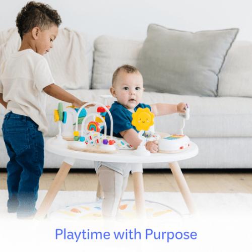 Move2Play 4-in-1 Baby Activity Center | Montessori-Inspired Design | 8 Interactive Toys | Tummy Time, Exersaucer, Jumper & Toddler Table | Baby Essential