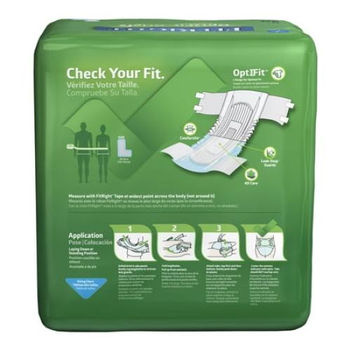 FitRight OptiFit Extra  Briefs, with Leak Stop Guards, Adult Disposable Briefs with Tabs, Large, 48-58, 20 Count