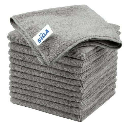 MR.Siga All-Purpose Microfiber Cleaning ClothStreak Free Cleaning Rags, 8Pack, Grey