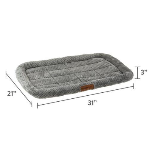 Vibrant Life Cozy Luxe Crate Mat Pet Bed, Gray, 36 Inches