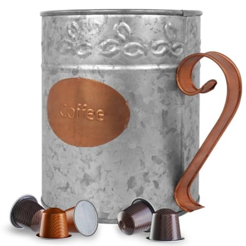Autumn Alley Galvanized Coffee Pod K-Cup Holder|'Coffee' Copper Label and Handle