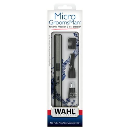 Wahl Micro Groomsman AAA 2-in-1 Detail Trimmer for Men, Satin Nickel-Black, #5640-600