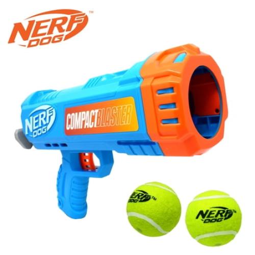 Nerf Dog Compact Blaster Tennis Ball Launcher for Dogs with 2 Balls, 12 inch