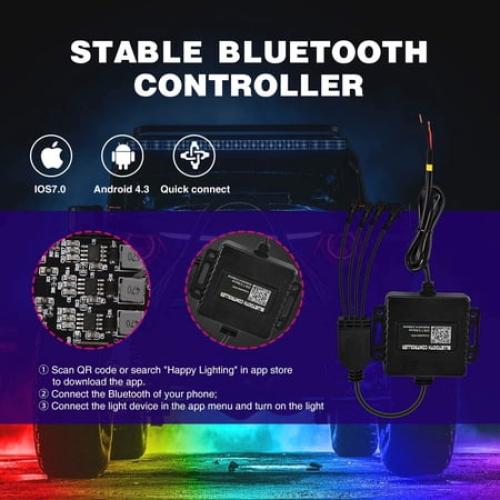 Nilight RGB Led Rock Lights Kit, 4 pods Underglow Multicolor Neon Light Pod with Bluetooth App Control Flashing Music Mode Wheel Well Light for Truck ATV UTV RZR SUV