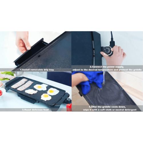 Mainstays 20” Electric Griddle - Non-Stick, Temperature Control,1500 W,Ceramic Coating NEEDS CLEANING/ MAY HAVE MISSING ACCESSORIES