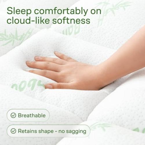 Niagara Sleep Solution Bamboo Mattress Topper Cover Queen with 1 Pillow Protector Cooling Pillow
