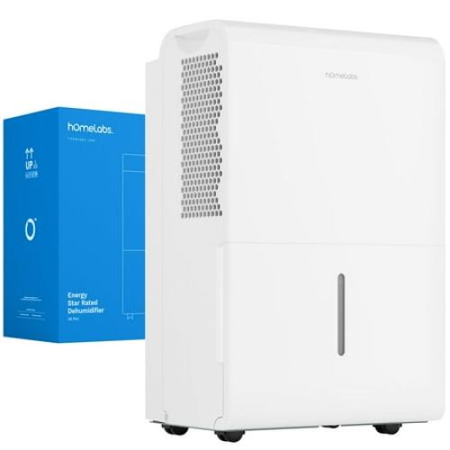 hOmeLabs 4,500 Sq. Ft WiFi-Enabled Energy Star Dehumidifier - Powerful Humidity Control for Large Rooms & Basements - Robust Moisture Removal 50 pint (Previously 70 Pint)