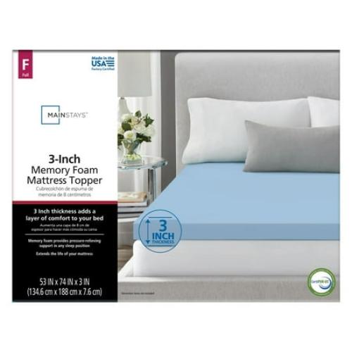 Size full Mainstays 3 Memory Foam Mattress Topper, Full