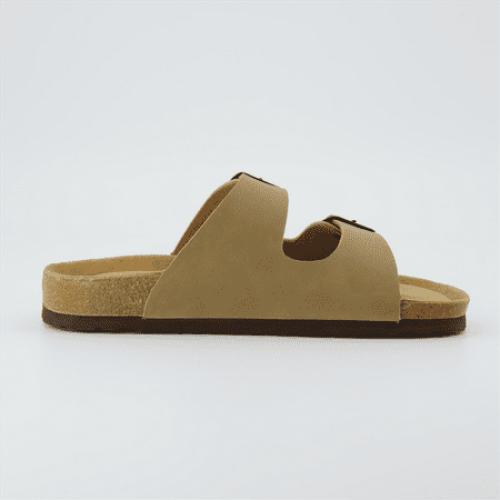 Size 8 M Cushionaire Women's Lane Cork Footbed Sandal – Comfortable Double Buckle Slip-On with Genuine Suede Footbed & Arch Support Slide Sandals for Women
