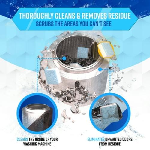 Washing Machine Cleaner Tablets - 24 Deep Cleaning Tabs Descale HE Front & Top Load Washer, 24 Pack